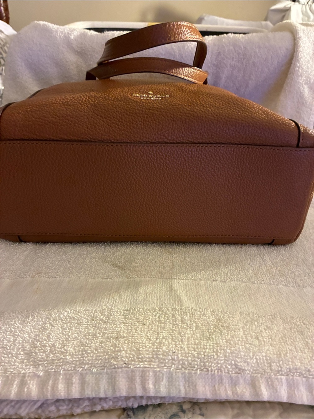 kate spade Tan “warm gingerbread” Leather Tote w/Logo-Print Lining,3 compartment - Picture 9 of 11